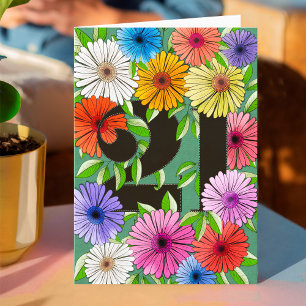 Retro Green Personalised 21st Birthday Floral Card