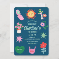 Retro Green Pink 21st Birthday Party