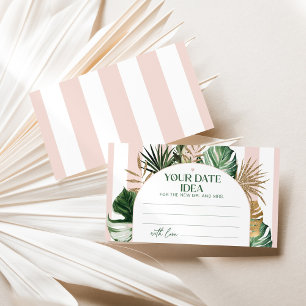 Retro green pink stripe tropical Date night ideas Enclosure Card