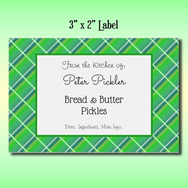 Retro Green Plaid Custom Food Label (Creator Uploaded)