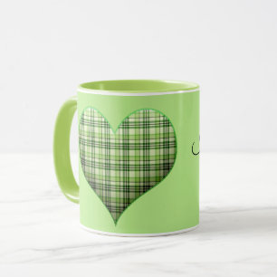 Retro green plaid heart St Patrick I love Irish   Mug