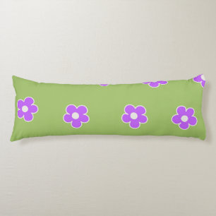 Retro Green Purple Floral Simple Flower Pattern Body Cushion
