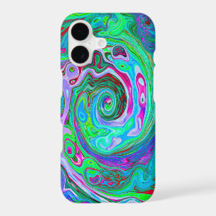 Retro Green, Red and Magenta Abstract Groovy Swirl