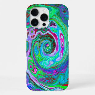 Retro Green, Red and Magenta Abstract Groovy Swirl iPhone 16 Pro Max Case