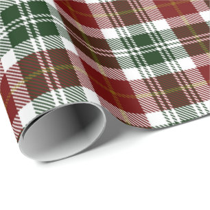 Retro Green Red Christmas New Year Tartan Plaid Wrapping Paper