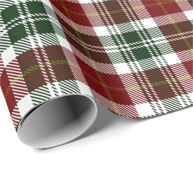 Retro Green Red Christmas New Year Tartan Plaid Wrapping Paper (Roll Corner)