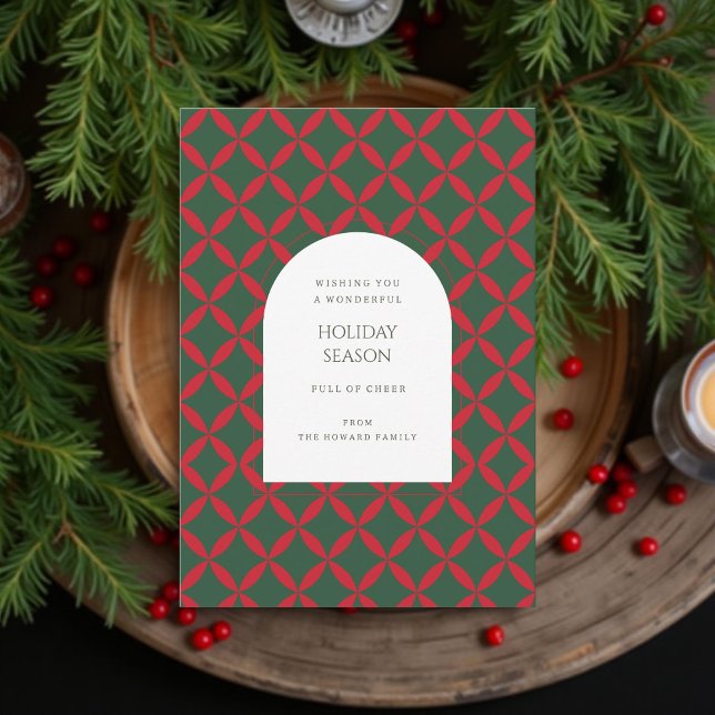 Retro Green Red Mid Century Modern Holiday Card (Creator Uploaded)