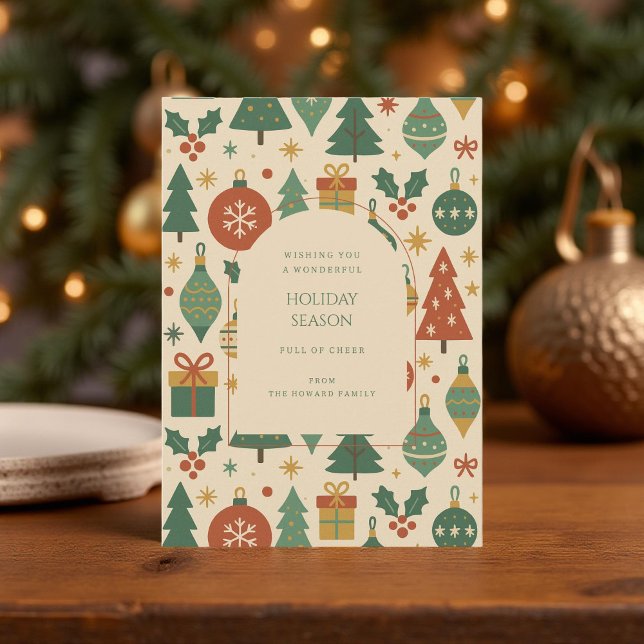 Retro Green Red Mid Century Modern Holiday Card (Creator Uploaded)