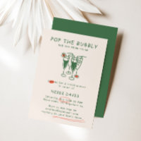 Retro Green & Red Pop The Bubbly Bridal Shower