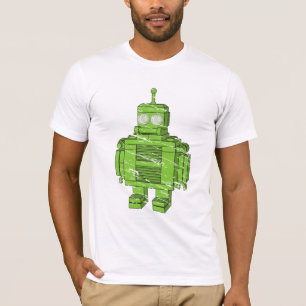 Retro Green Robot with Scratches T-Shirt