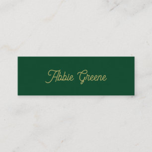 Retro Green Script Modern Mini Business Card