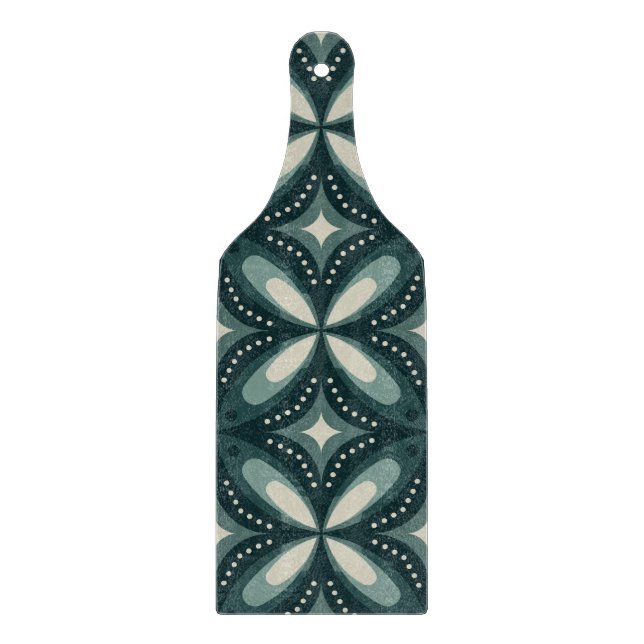 retro green shapes cutting board (Front)