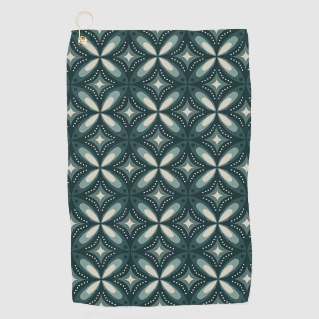 retro green shapes golf towel (Front)