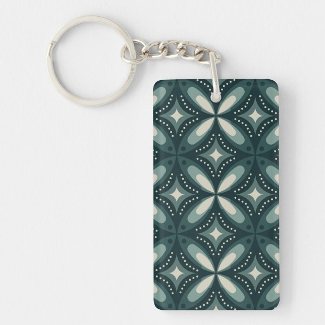 retro green shapes key ring (Front)