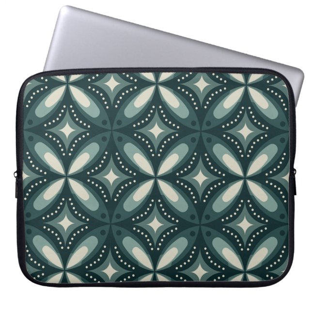 retro green shapes laptop sleeve (Front)