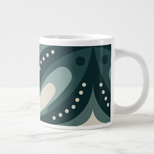 retro green shapes large coffee mug (Right)