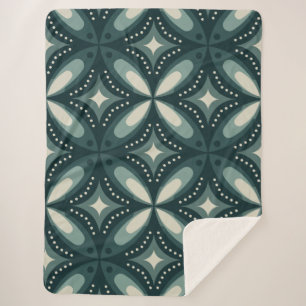 retro green shapes sherpa blanket