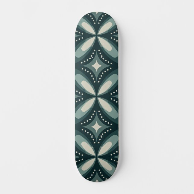 retro green shapes skateboard (Front)