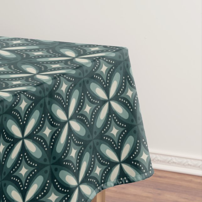 retro green shapes tablecloth (In Situ)