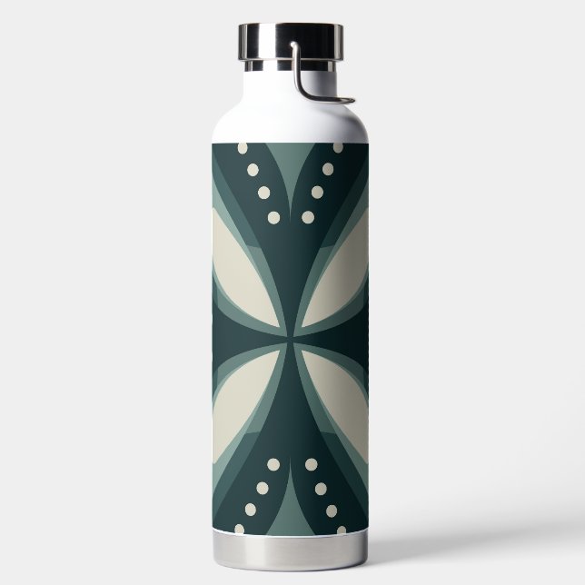 retro green shapes water bottle (Left)