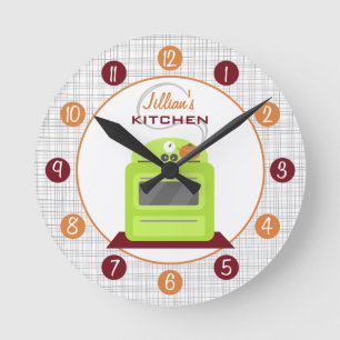Retro Green Stove Personalised Kitchen Clock