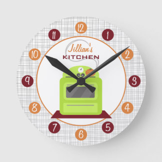 Retro Green Stove Personalised Kitchen Clock