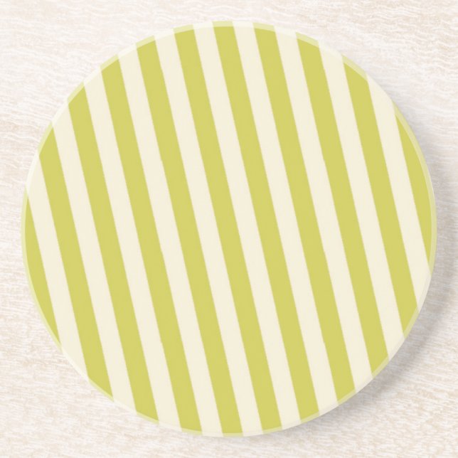 Retro Green Striped Pattern Coaster (Front)