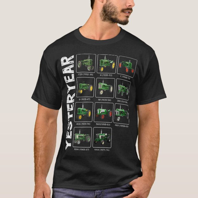 Retro Green Tractor Yesteryear Vintage T-Shirt (Front)