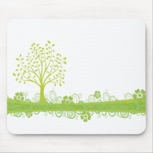Retro Green Tree Mouse Pad
