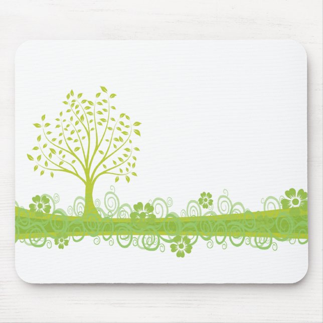 Retro Green Tree Mouse Pad (Front)