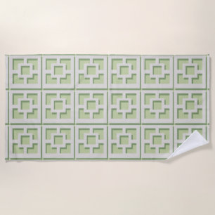 Retro Green Trellis Beach Towel
