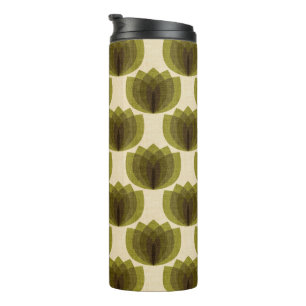 Retro green tulip flowers thermal tumbler