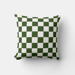 Retro Green White Checkered 60s Pattern  Cushion