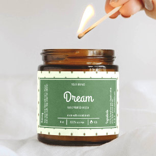 Retro Green Wrap Around Candle Jar Label