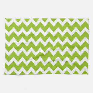 Retro GREEN Zig Zag Pattern Tea Towel