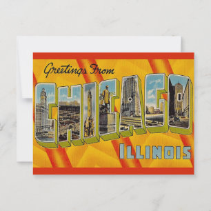 Retro Greeting from Chicago Postcard