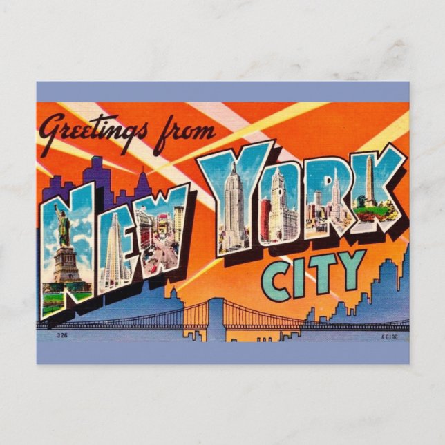 Retro Greeting from New York City Postcard (Front)