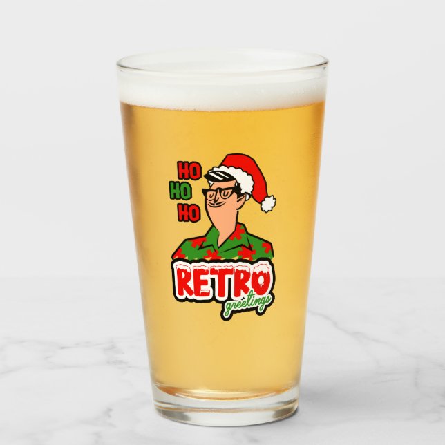 Retro Greetings Christmas Glass (Front Filled)
