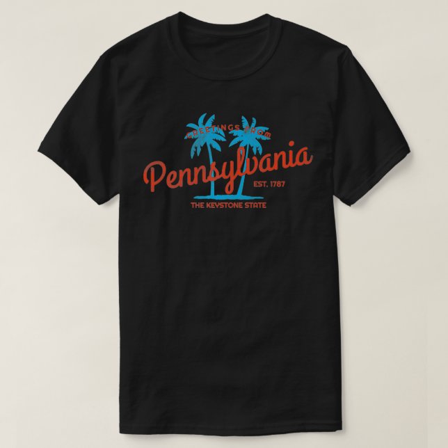 Retro Greetings from Pennsylvania Tropical Premium T-Shirt (Design Front)