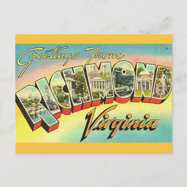 Retro Greetings From Richmond, VA Postcard (Front)