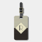 Retro Grey and Black Stripe Monogram