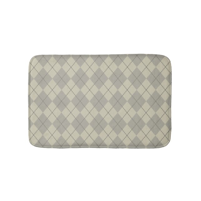 Retro Grey Argyle Bathroom Rug Bath Mat (Front)