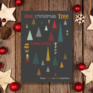 Retro Grey Colourful Oh Christmas Tree Holiday Car Card