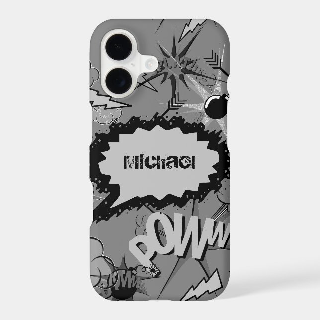 Retro Grey Custom Comic Book Pattern Personalised (Back)