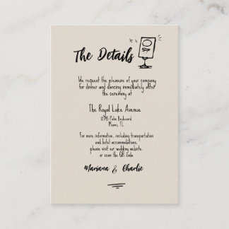 Retro Grey Hand Drawn Illustrated The Details Enclosure Card