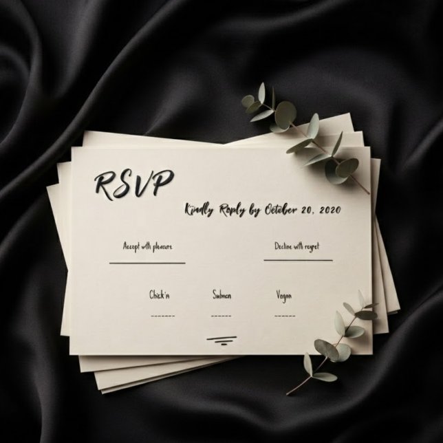 Retro Grey Hand Written Scribble Wedding RSVP  Card (Creator Uploaded)