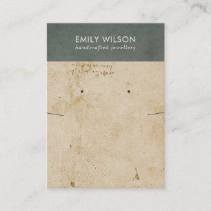 RETRO GREY PAPER TEXTURE NECKLACE EARRING DISPLAY BUSINESS CARD