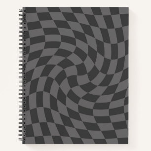 Retro Grey Pastel Warped Checks Chequered Notebook