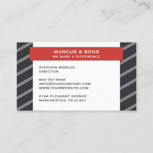 Retro Grey Red Banner Business Card