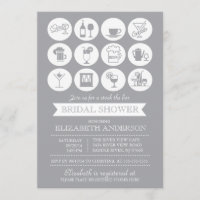 Retro Grey Stock the Bar Bridal Shower Invitation